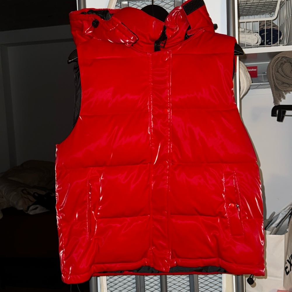 Red puffer vest
